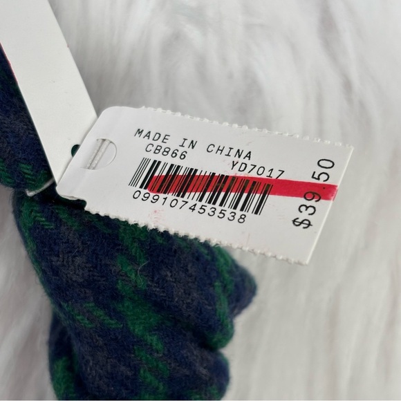 🏷️NWT J. Crew Factory Houndstooth Knot Headband Wool Blend Spruce & Antique Navy - Picture 4 of 11